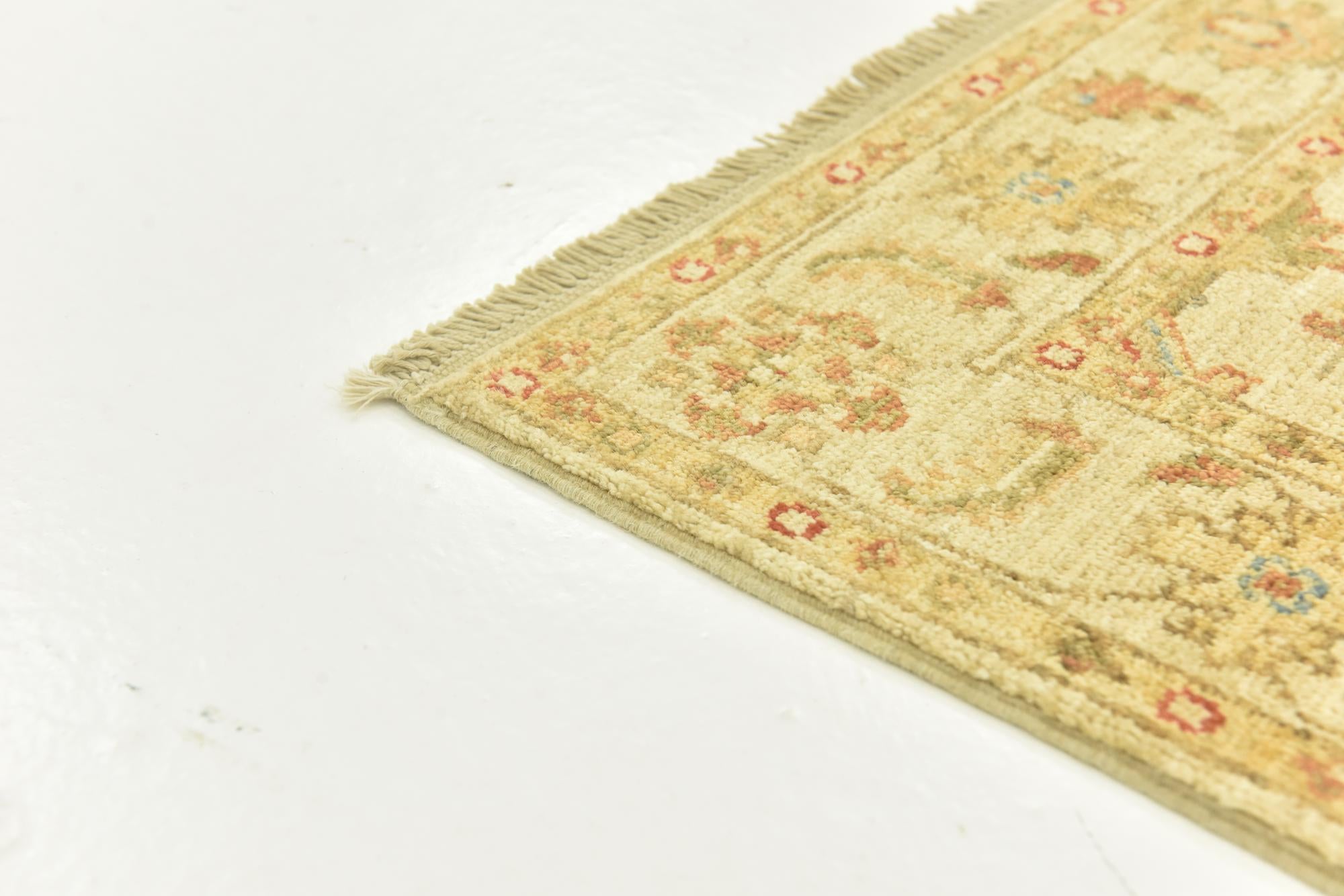 2' 6 x 6' 6 Hand Knotted Peshawar Ziegler Runner Rug