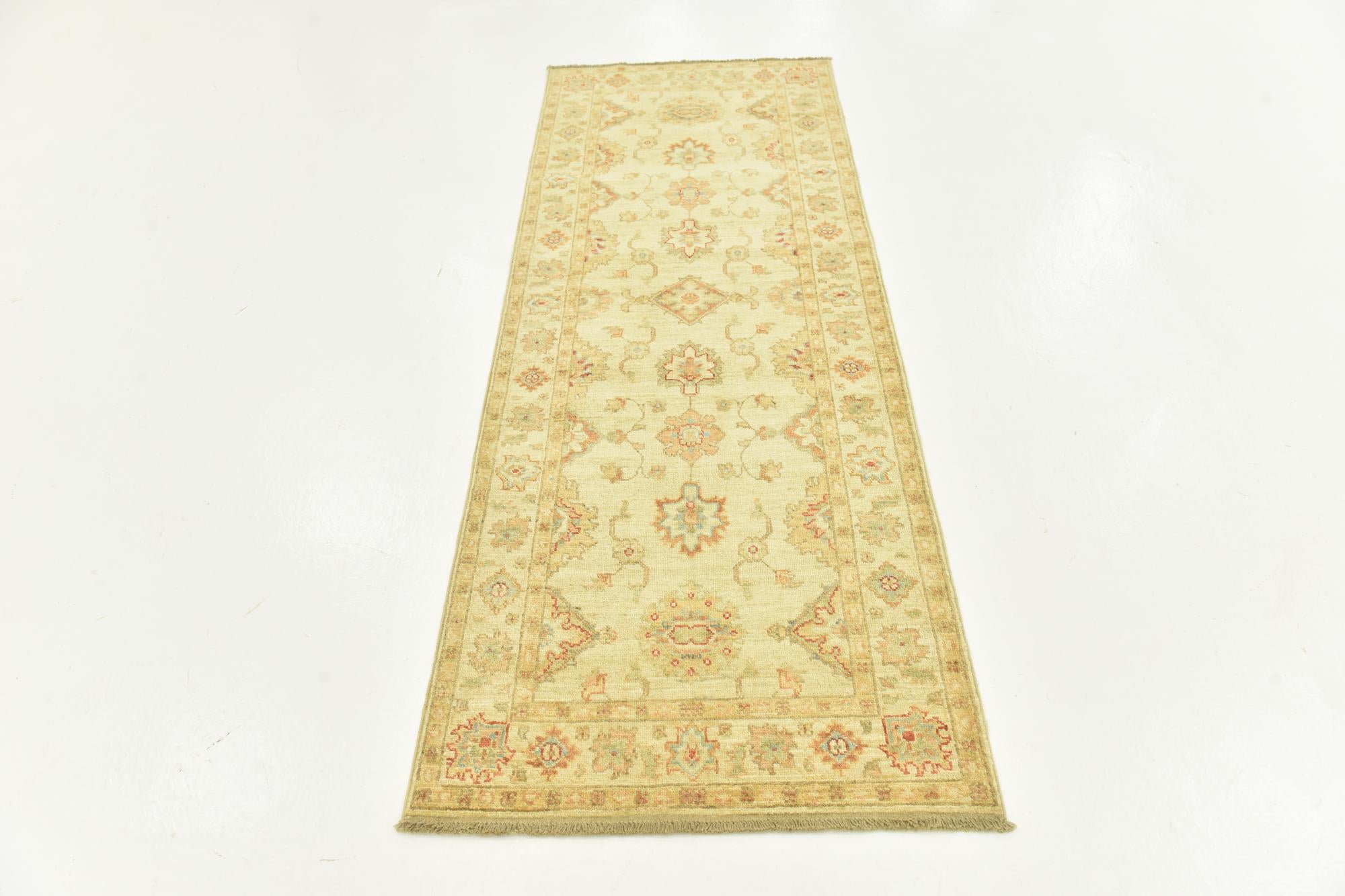 2' 6 x 6' 7 Hand Knotted Peshawar Ziegler Runner Rug