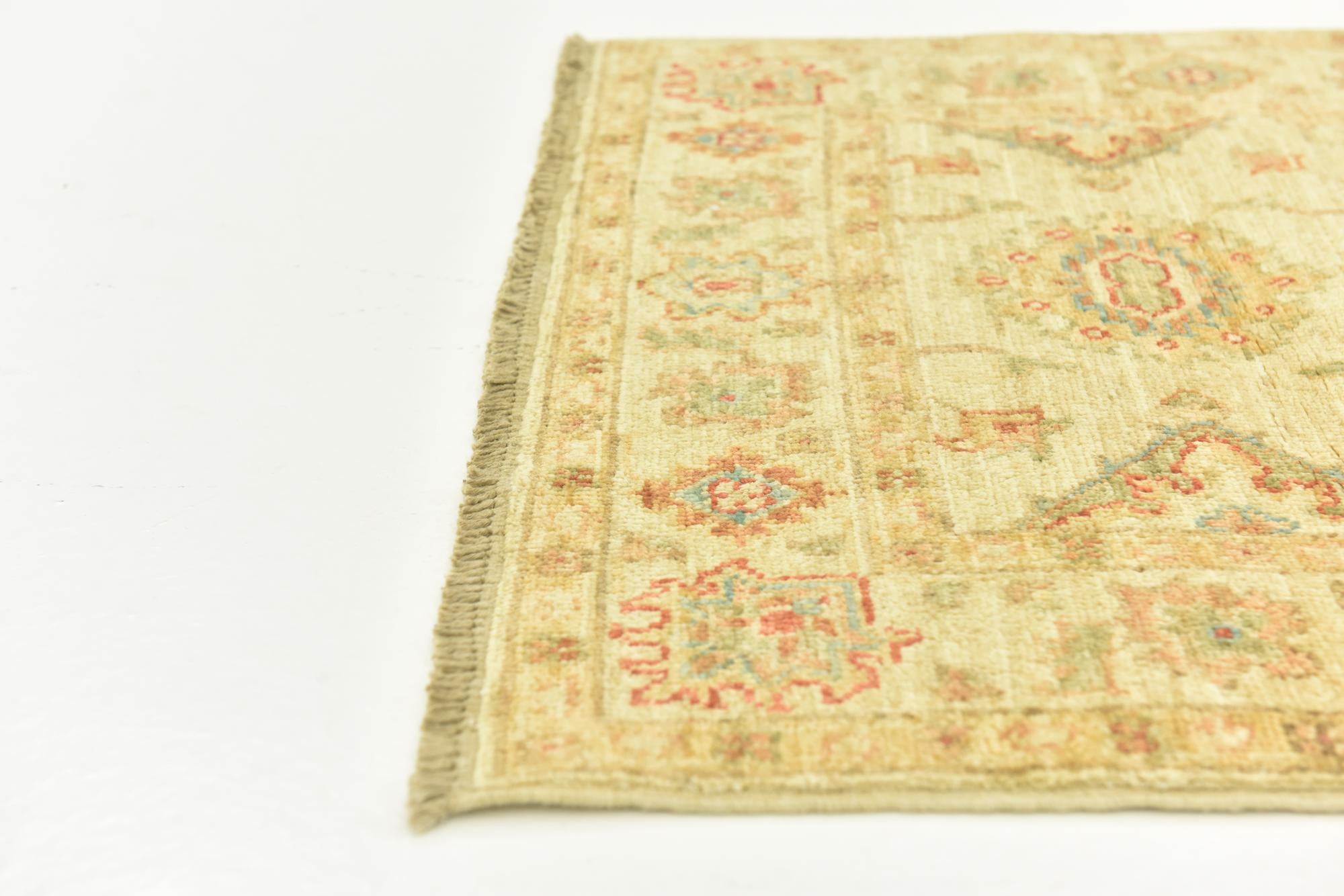 2' 6 x 6' 7 Hand Knotted Peshawar Ziegler Runner Rug