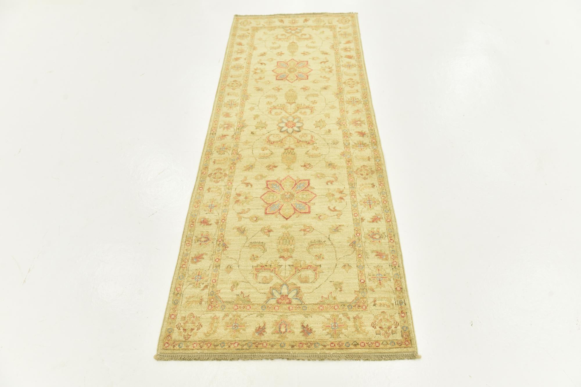 2' 6 x 6' 7 Hand Knotted Peshawar Ziegler Runner Rug