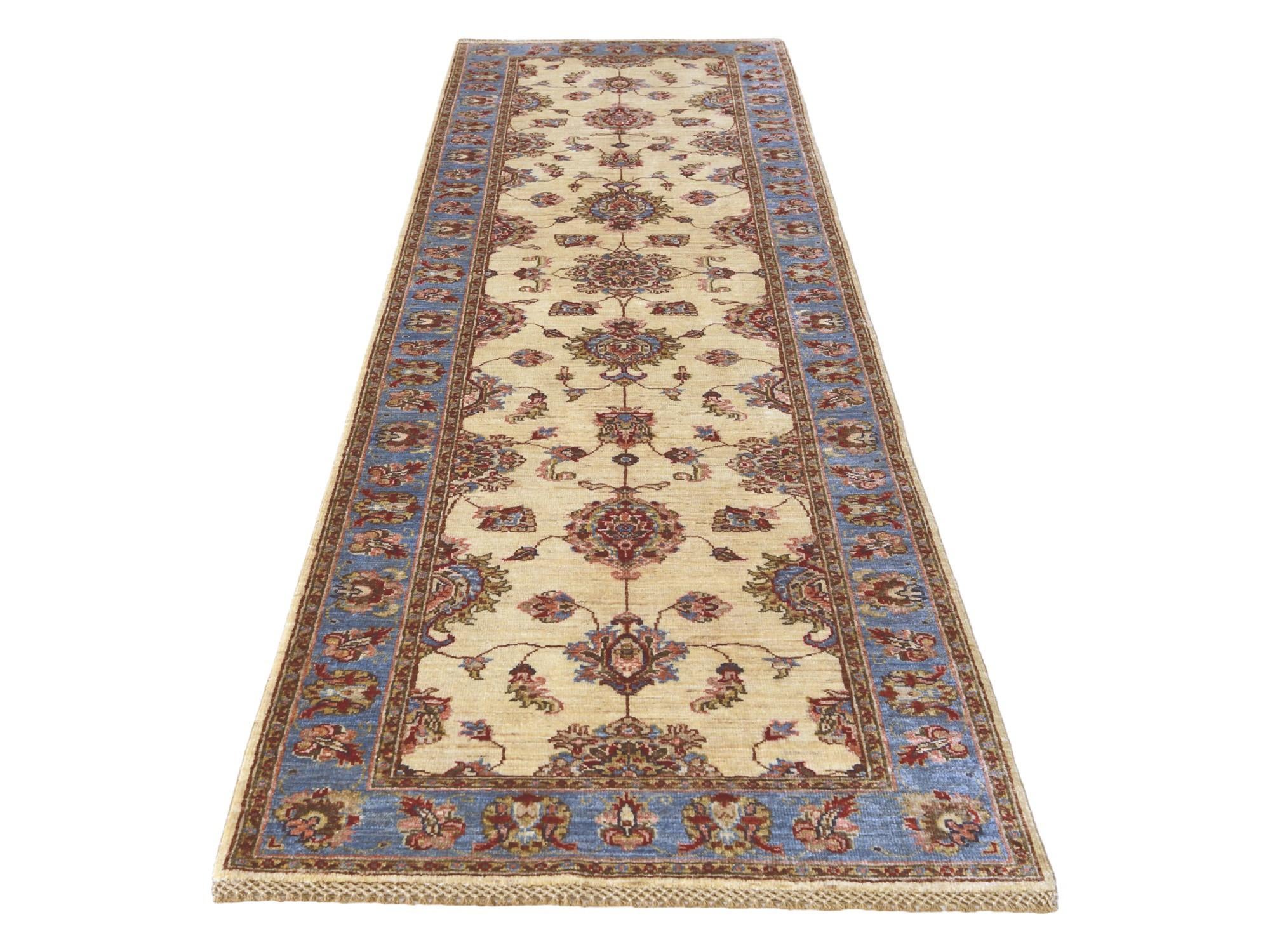 2' 9 x 9' 5 Hand Knotted Peshawar Ziegler Runner Rug