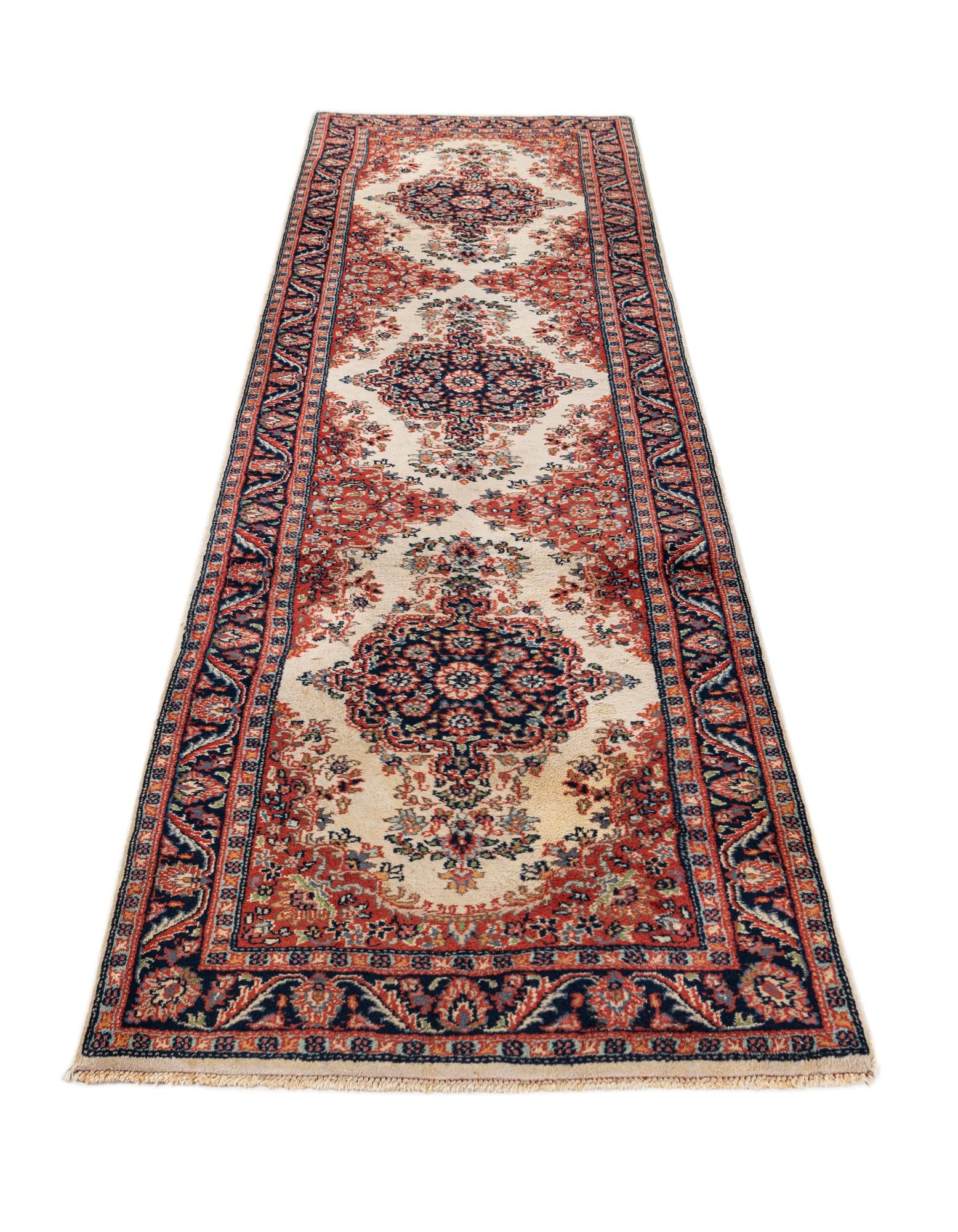 2' 8 x 9' 3 Hand Knotted Sarough Wool Runner Rug