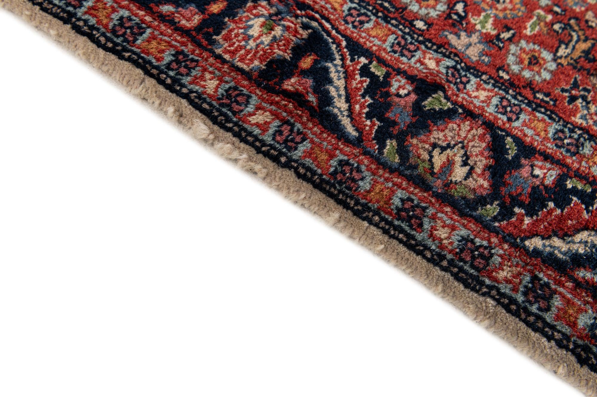 2' 8 x 9' 3 Hand Knotted Sarough Wool Runner Rug
