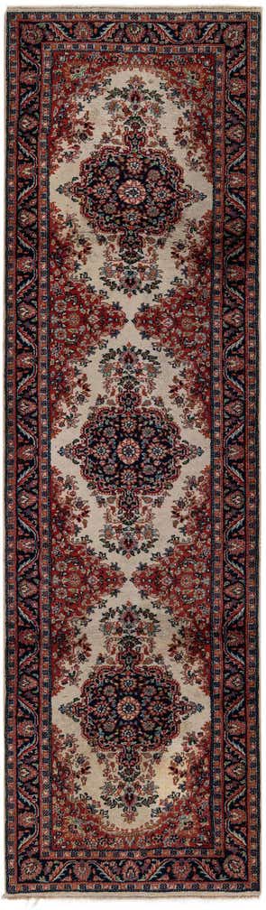 2' 8 x 9' 3 Hand Knotted Sarough Wool Runner Rug