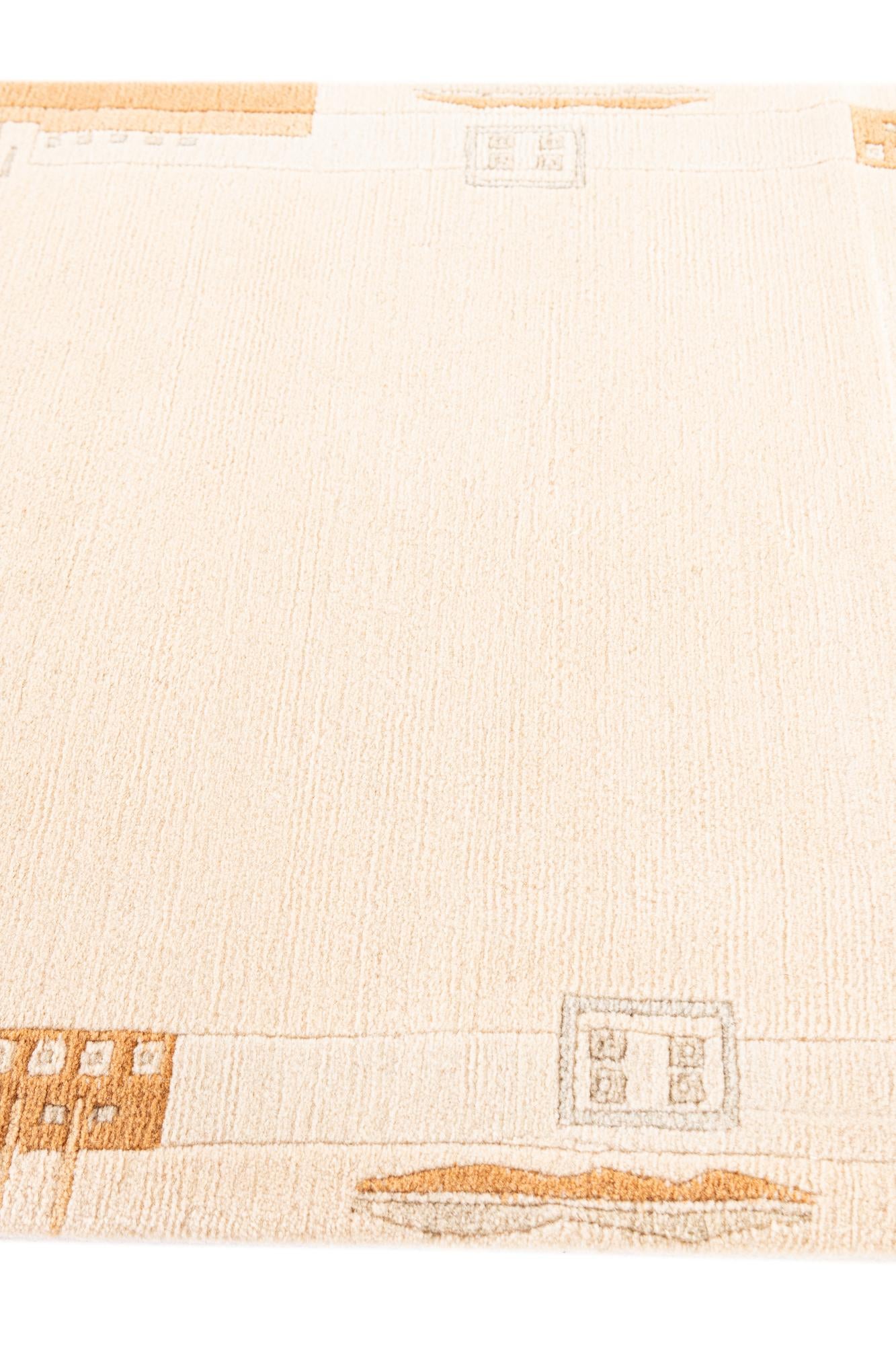 2' 9 x 6' 6 Hand Knotted Tibet Wool Runner Rug