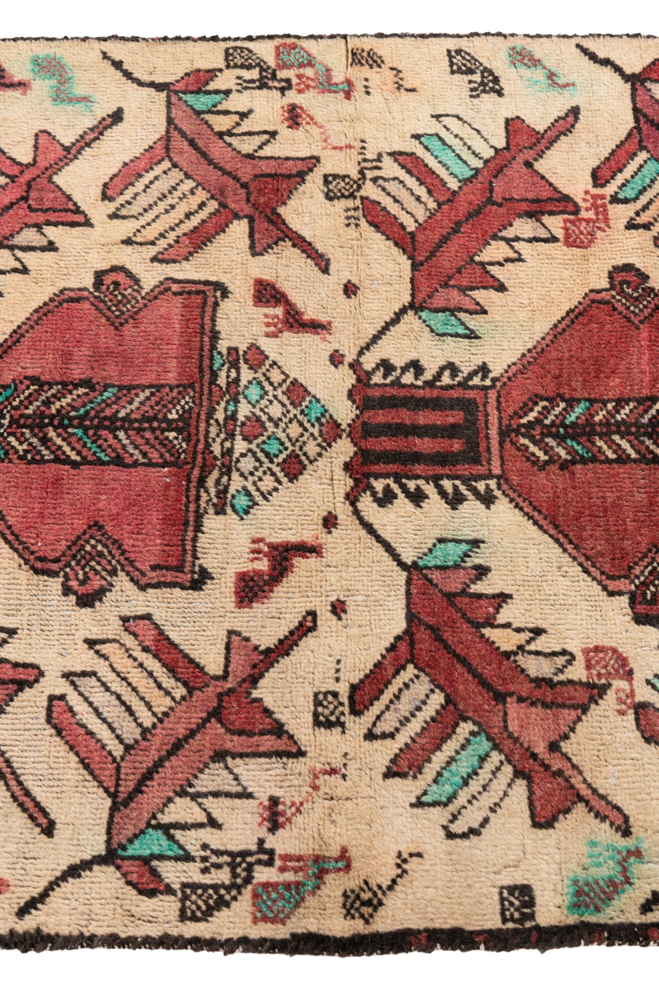 70cm x 155cm anudado a mano Ultra Vintage Alfombra Persa Lana Pasillera