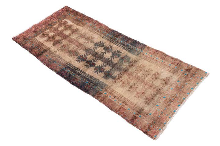 2' 1 x 5' Hand Knotted Ultra Vintage Persian Wool Runner Rug