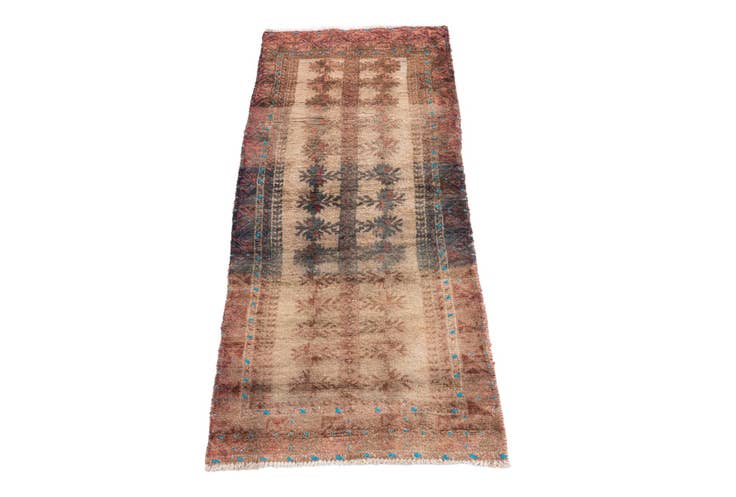 Detail image of 2' 1 x 5' Hand Knotted Ultra Vintage Persian Wool Runner Rug
