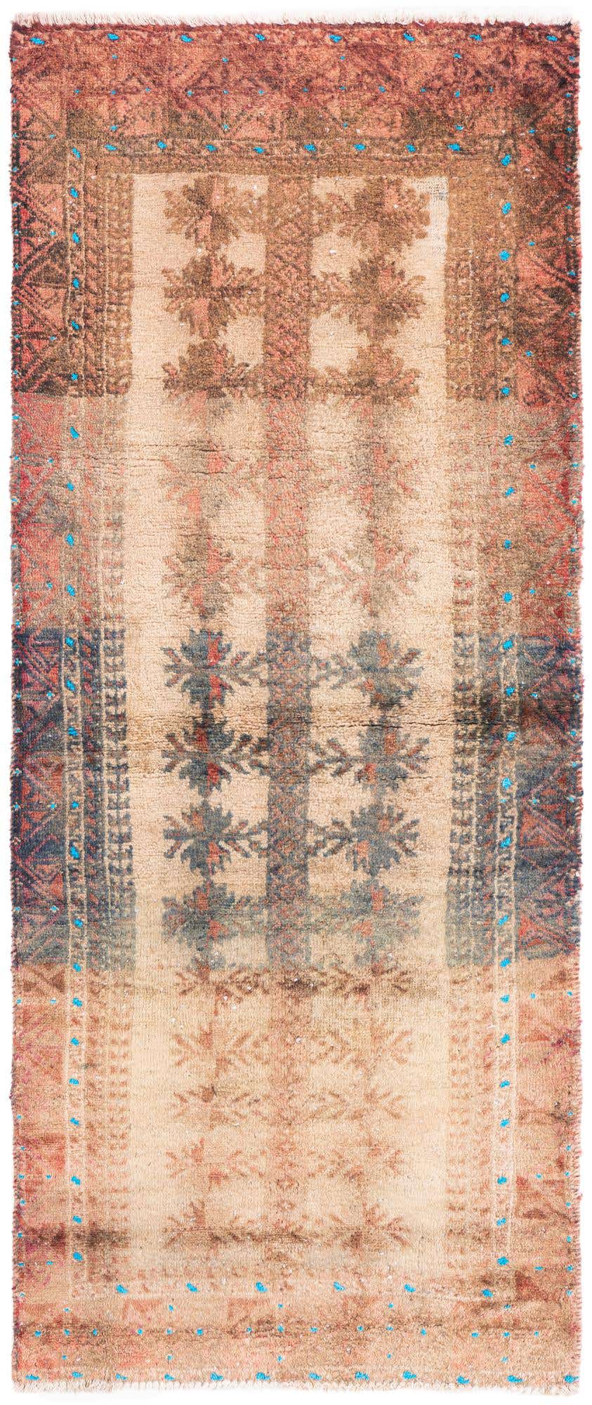 2' 1 x 5' Hand Knotted Ultra Vintage Persian Wool Runner Rug
