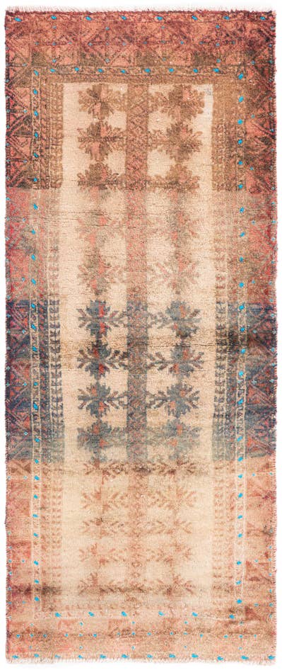 Detail image of 2' 1 x 5' Hand Knotted Ultra Vintage Persian Wool Runner Rug