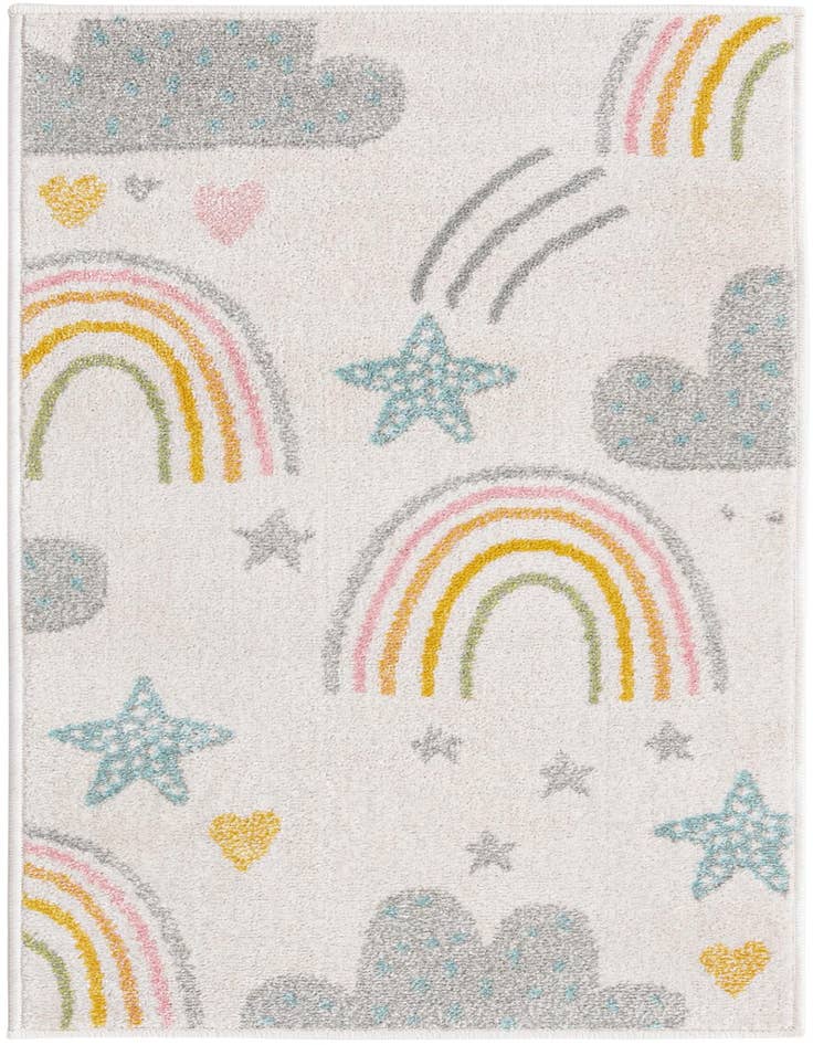 Detail image of 2' 2 x 4' Clouds and Rainbows Whimsy Kids Runner Rug