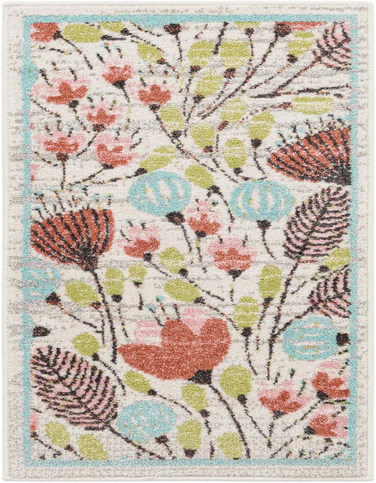 Detail image of 2' 2 x 4' Flowers Whimsy Kids Runner Rug