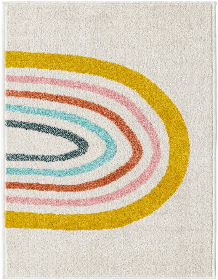 Detail image of 2' 2 x 4' Rainbow Whimsy Kids Runner Rug