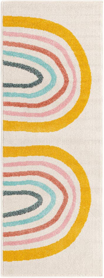 Detail image of 2' 2 x 6' Rainbow Whimsy Kids Runner Rug