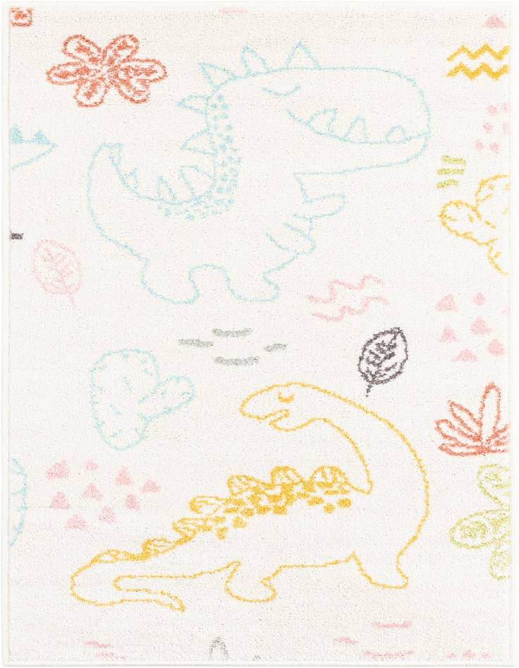 Detail image of 2' 2 x 3' 11 Dinosaur Whimsy Kids Runner Rug