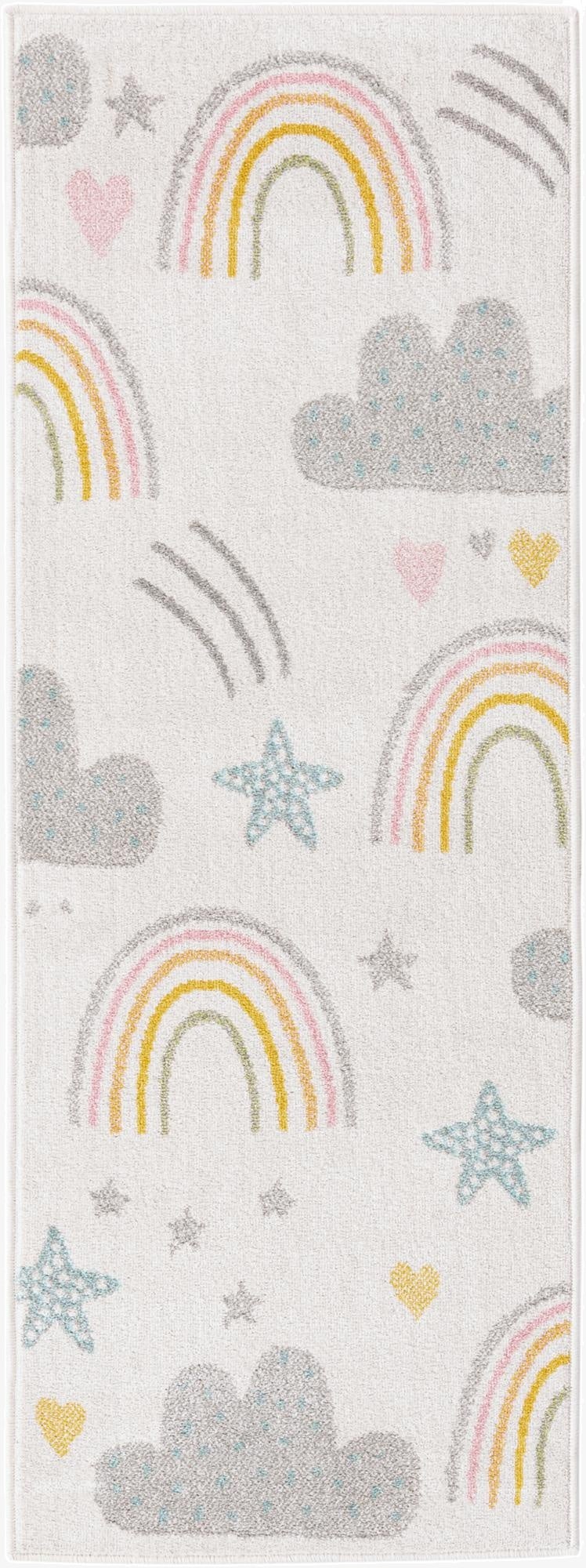 2' 2 x 6' Clouds and Rainbows Whimsy Kids Runner Rug