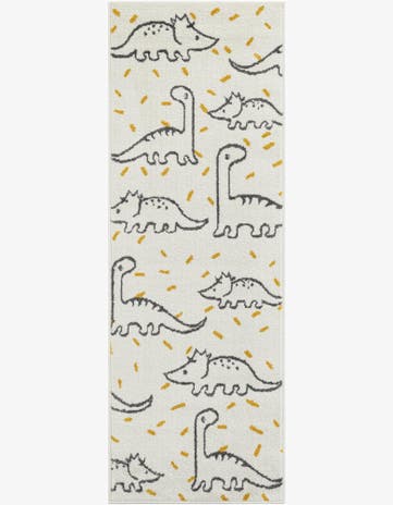 Ivory Dinosaur Whimsy Kids Runner Rug