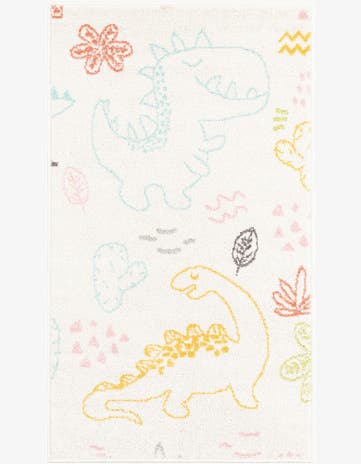 Ivory Dinosaur Whimsy Kids Runner Rug