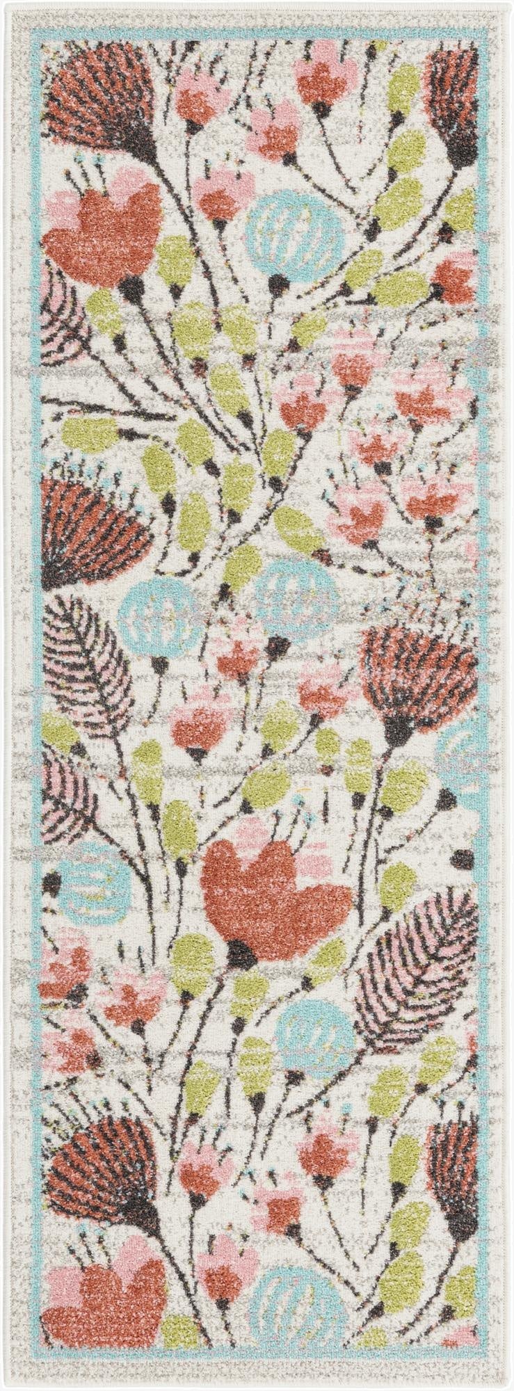 2' 2 x 6' Flowers Whimsy Kids Runner Rug