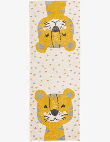 Ivory Tiger Whimsy Kids Runner Rug