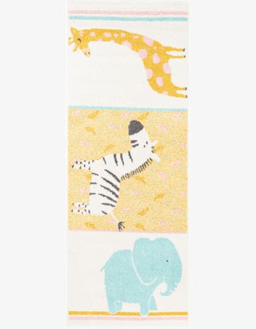 Ivory Animals Whimsy Kids Runner Rug