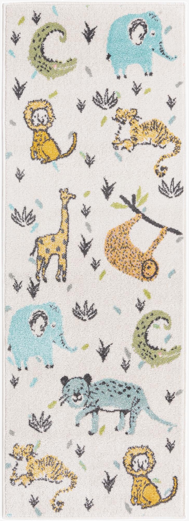 2' 2 x 6' Animals Whimsy Kids Runner Rug