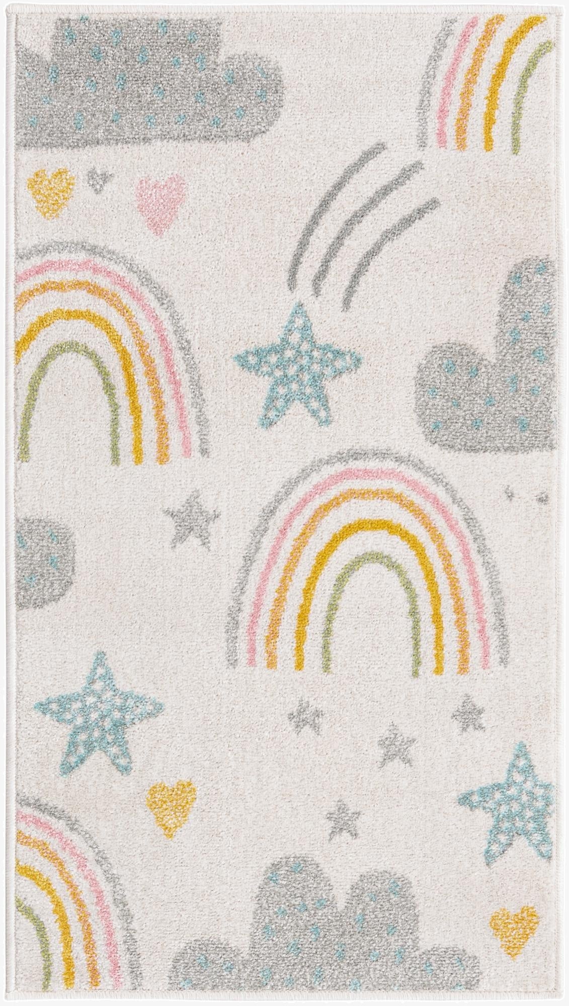 2' 2 x 4' Clouds and Rainbows Whimsy Kids Runner Rug