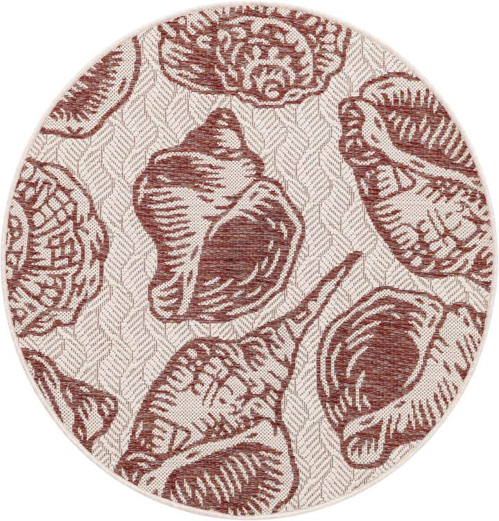 3' x 3' Easy-Clean Coastal Indoor / Outdoor Round Rug