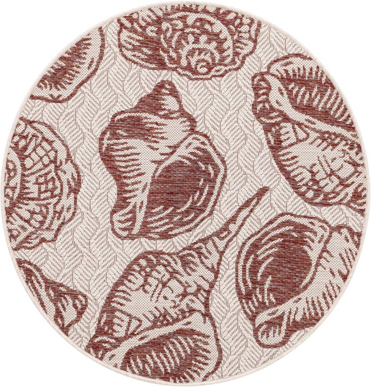 Detail image of 3' x 3' Easy-Clean Coastal Indoor / Outdoor Round Rug
