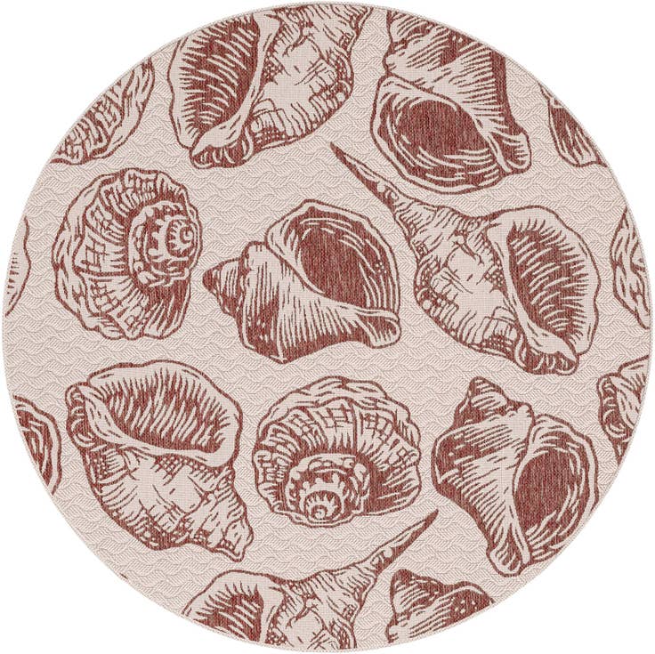 Detail image of 7' 10 x 7' 10 Easy-Clean Coastal Indoor / Outdoor Round Rug