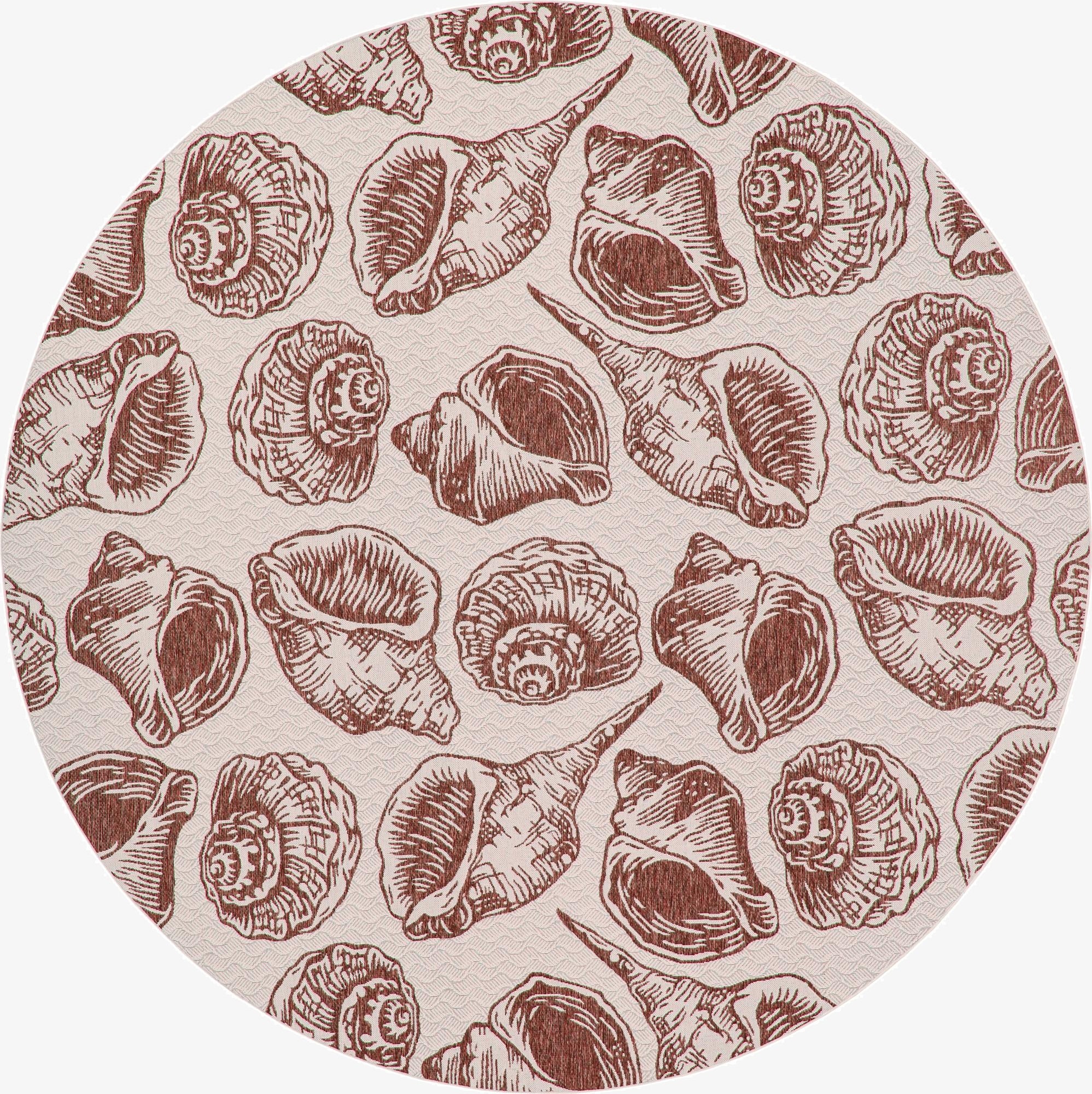 12' x 12'  Washable Coastal Indoor / Outdoor Round Rug