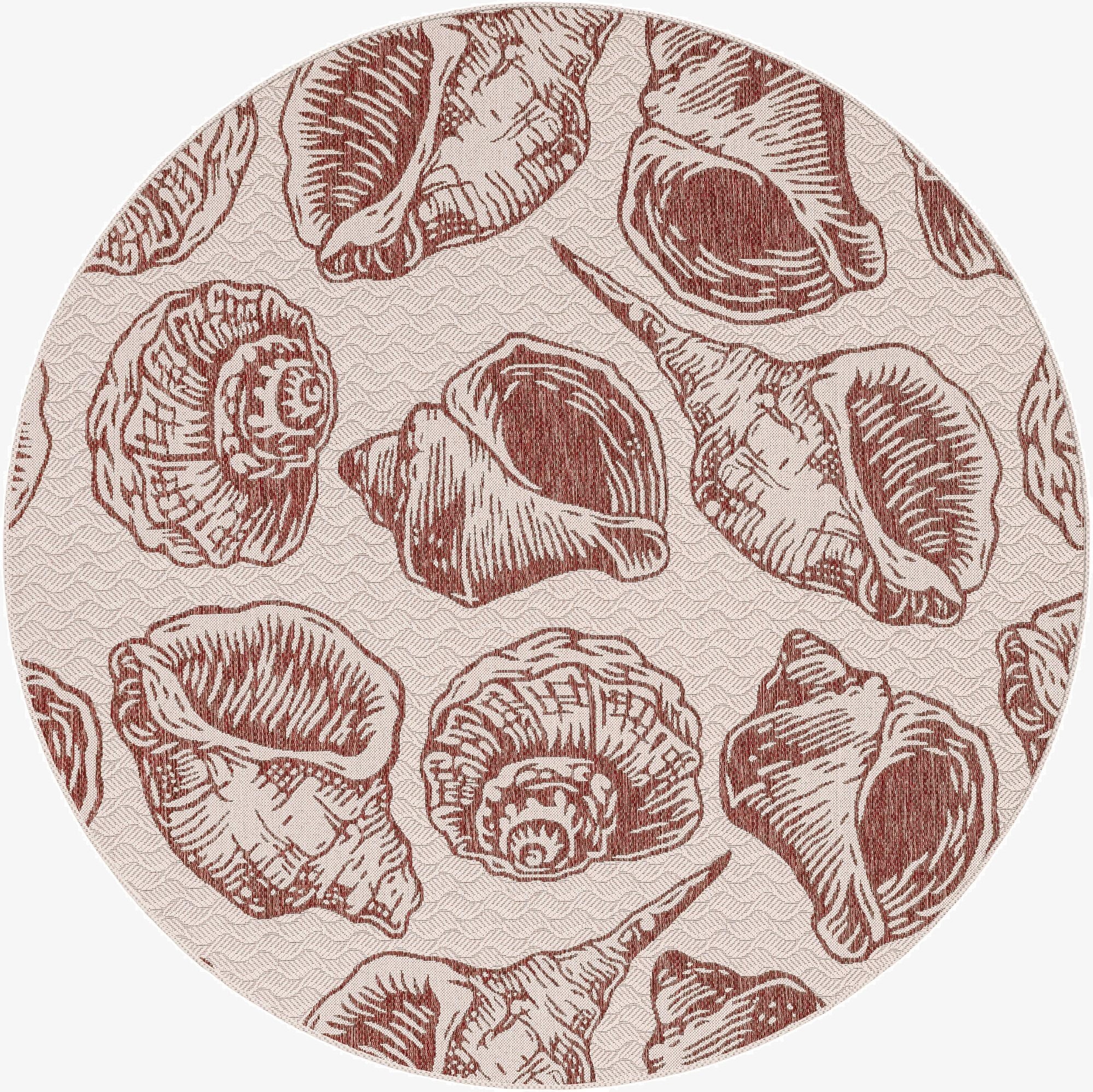 7' 10 x 7' 10  Washable Coastal Indoor / Outdoor Round Rug