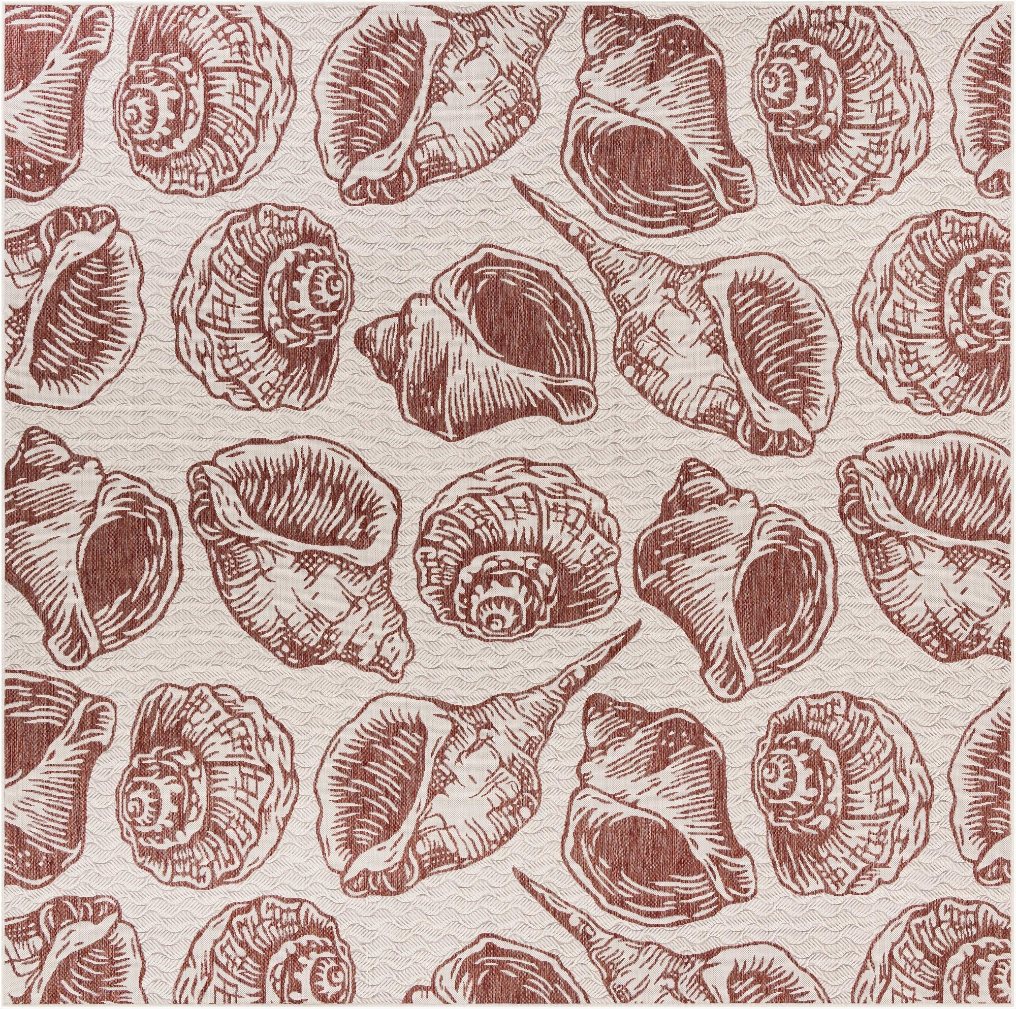 10' x 10'  Washable Coastal Indoor / Outdoor Square Rug