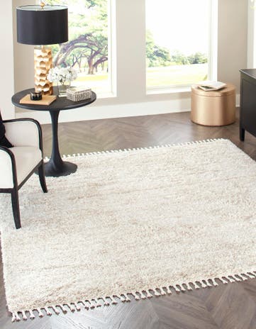 Ivory Athena Shag Square Rug