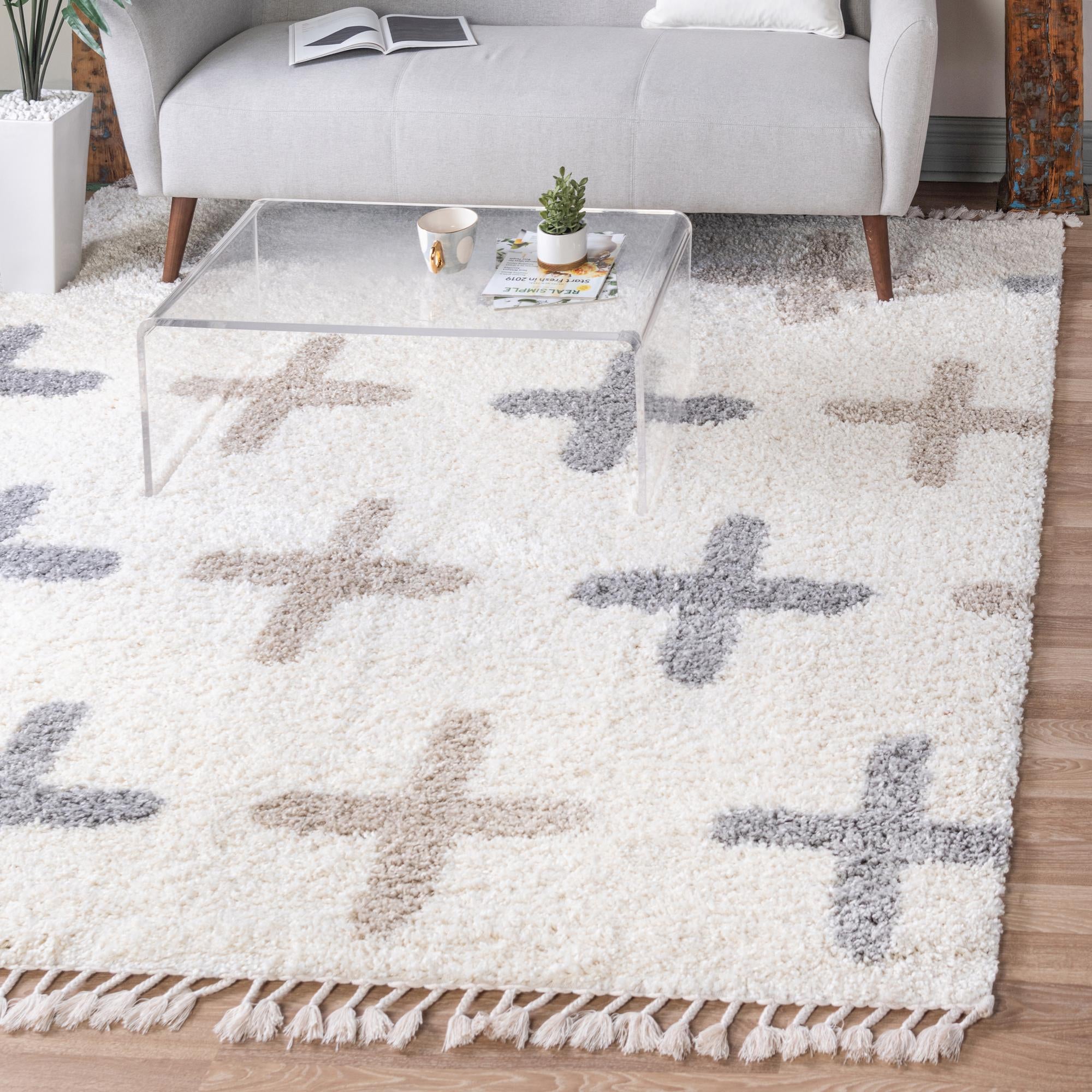 Ivory Athena Shag Square Rug