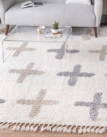 Ivory Athena Shag Square Rug