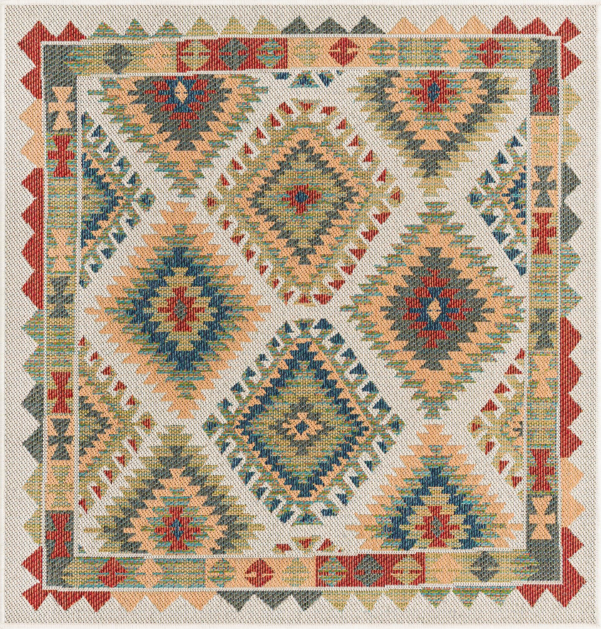 5' 3 x 5' 3  Washable Baja Indoor / Outdoor Square Rug