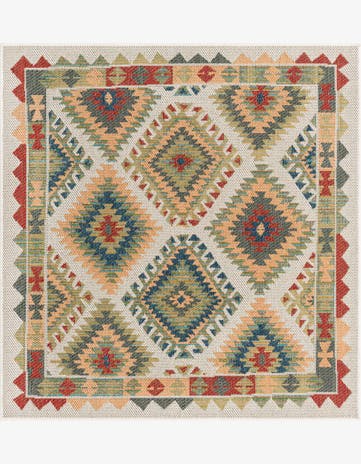 Ivory Easy-Clean Baja Indoor / Outdoor Square Rug