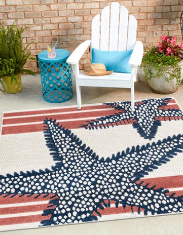 Ivory Easy-Clean Belize Indoor / Outdoor Square Rug
