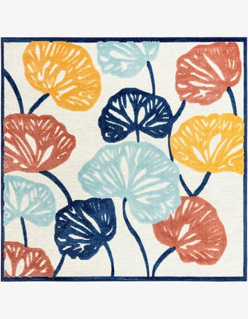 Ivory Easy-Clean Belize Indoor / Outdoor Square Rug