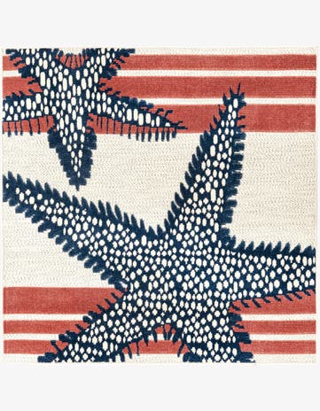 Ivory Easy-Clean Belize Indoor / Outdoor Square Rug