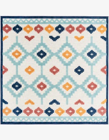 Ivory Easy-Clean Belize Indoor / Outdoor Square Rug