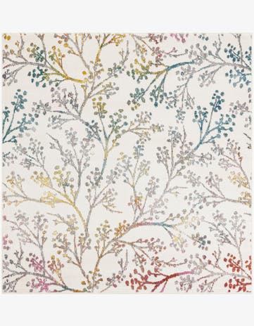 Ivory Blossom Square Rug
