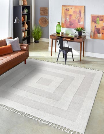 Ivory Boho Square Rug
