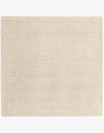 Ivory Hand Woven Felt Ball Wool Square Rug