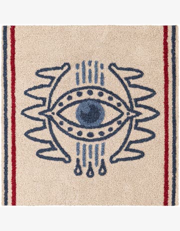 Ivory Handtufted Wool Square Rug