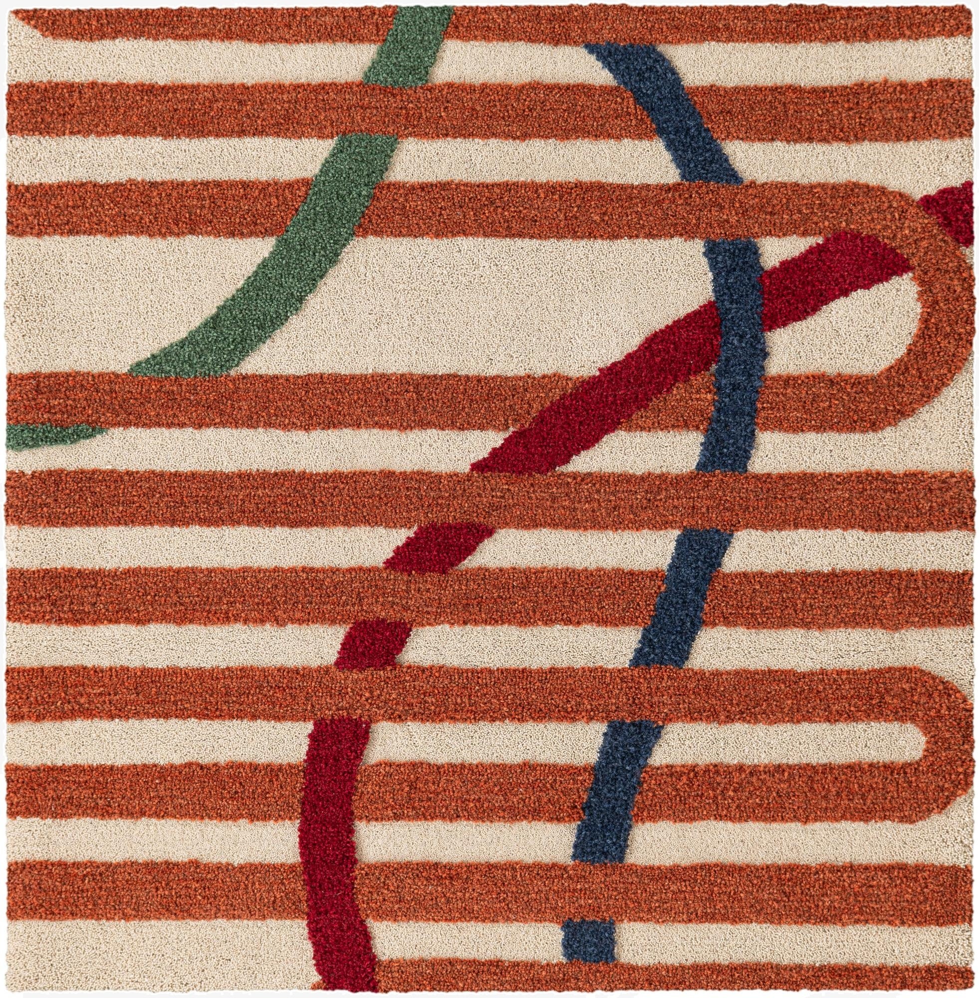 8' x 8' Handtufted Wool Square Rug