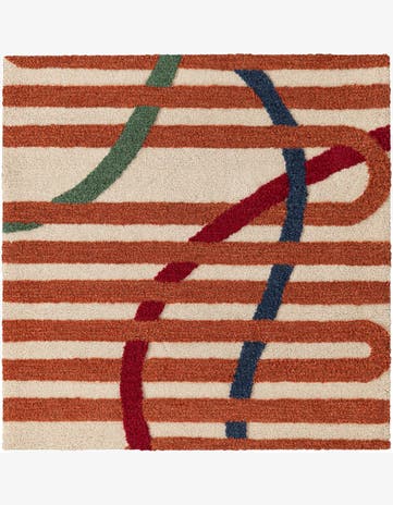 Ivory Handtufted Wool Square Rug