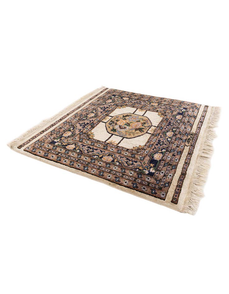 Detail image of 2' 11 x 3'  Hand Knotted Kashmir Oriental Square Rug