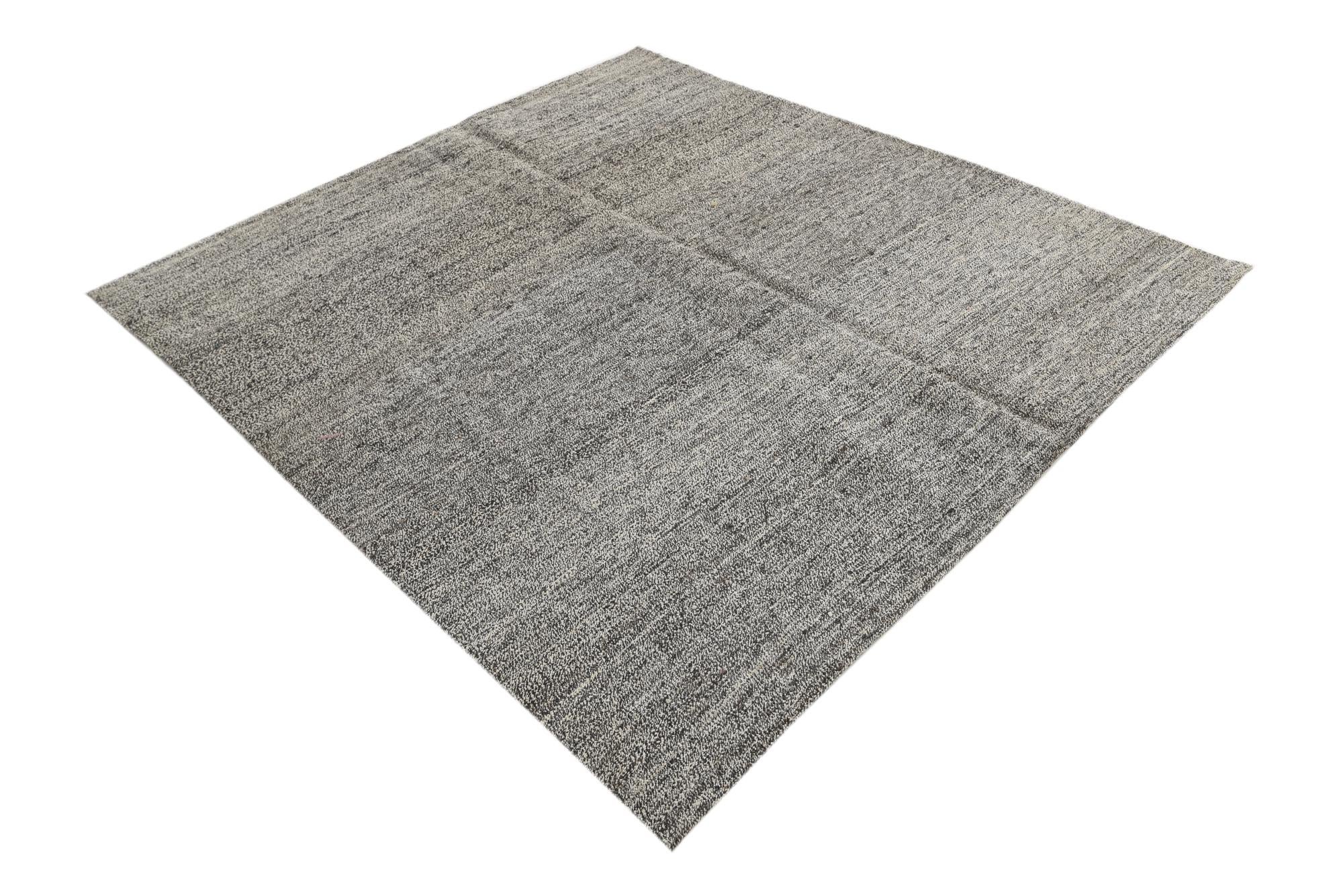 6' 4 x 6' 10 Hand Woven Kilim Modern Wool Square Rug
